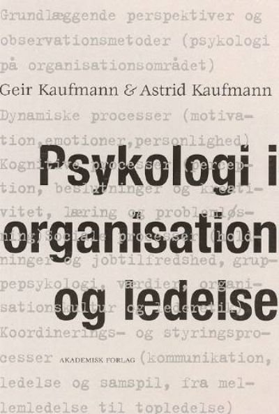 Psykologi i organisation ledelse - Paedagogisk.com